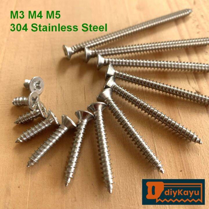 M3 M4 M5 #4 #10 Flat Head Phillips Drive 304 Stainless Steel Self ...