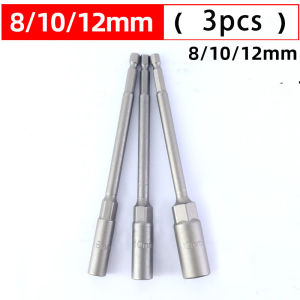3pcs Drill Bit Adapter 8/10/12mm Extension Sleeve Hexagon Nut Driver