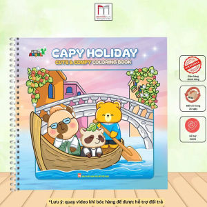 Sách - Tô Màu Thư Giãn Capy Holiday 72 trang - 34 chủ đề (bìa nhũ gáy lò xo)
