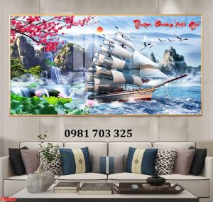 Tranh gạch 3d thuyền buồm