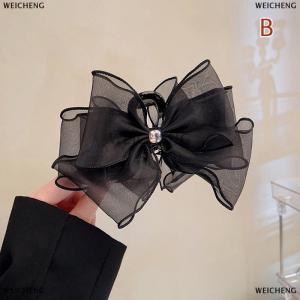 [COD] WEICHENG Fashion Tulle Big Bow Hair Claw Clips for Women Elegant Bowknot Hairpin Ponytail Clip Sweet Headdress Hair Accessories