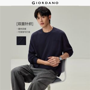 Giordano Beau Monde Men Double-layer pockets long sleeve tee Free Shipping 13026614