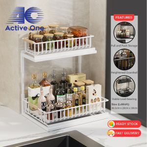 ACTIVEONE Cabinet Under Sink Rack Multifunctional Kitchen Rack Pull Out Double Layer Spice Storage Rack Rak Dapur Tarik - Fulfilled by ACTIVEONE