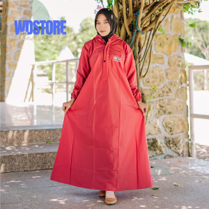 Jas Hujan Gamis Jumbo Mantel Wanita Syari Muslimah PVC 025 Tebal Elastis Original WD Fashion