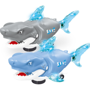PUZHE Plastic Swinging Shark Toy Light with Sound Crawling Interactive Shark Toy Lights Music Toy Simulation Swaying Fish Toys Kids Toddlers