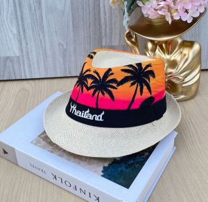 Shop shop หมวกสาน  ปานามาหมวกชายทะเล สกรีนThailand สินค้าพร้อมส่ง B030