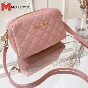 MOJOYCE Womens Embroidered Crossbody Bag with Durable PU Material and Elegant Lattice Design for Casual Outings