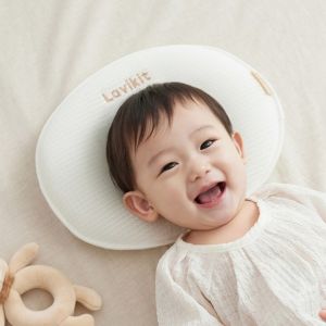 Lavikit Infant Liner Luft Pillow – Reversible Tencel Mesh & Cotton Baby Head Pillow Breathable 3D Fiber Even Head Shape Support Hypoallergenic All-Season Newborn Pillow