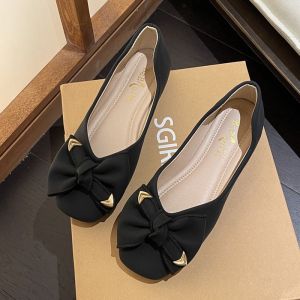 Giày dáng thuyền bướm mũi vuông Giày Ba lê đế bệt mềm kiểu Pháp cho nữ