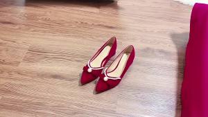 FE Chinese wedding shoes 2024 Spring and Autumn New Xiuhe Bride Dress Wedding Dress Two-Way Wear Bridal Shoes Wedding French Red High Heels