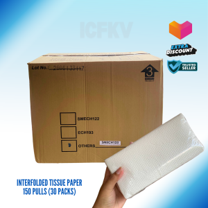 INTERFOLDED TISSUE PAPER 150 PULLS (30 PACKS) per BOX - 1 PLY