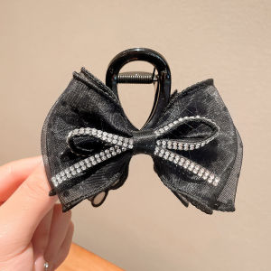 Zy Fanshion New Elegant Mesh Bow Hair Clip for Women Korean Style Rhinestones Hair Clamp Fashion Girl Ponytail Clip