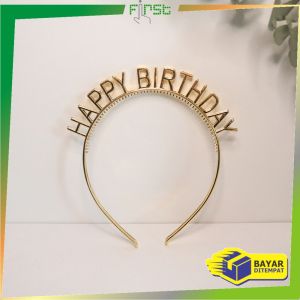 FH-C787 Bando Happy Birthday Silver Anak Bahan Plastik Pesta Ulang Tahun Korean Style / Bendo Wanita