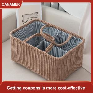 【CANAMEK 】 1pc Large Bohemian Storage Basket - Multi-Compartment Organizer For Baby Clothes Toys & Home Decor