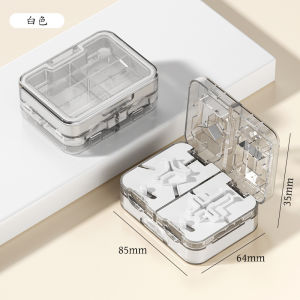 2-in-1 Multifunctional Pill Cutter & Storage Double Layer Tablet Splitter for 1/21/31/4 Portable Sealed Moisture-Proof Pill Container