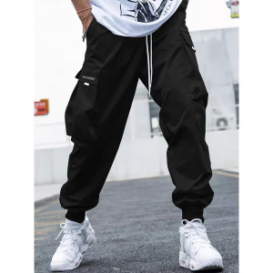 2025 Fashion mens casual Pants multi-pocket youth trend loose and drawstring work pants