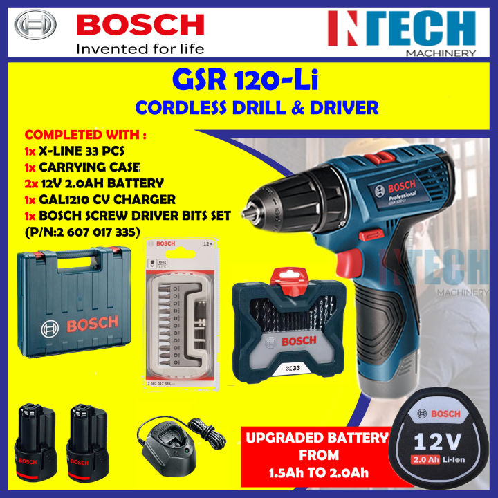 BOSCH GSR120-LI CORDLESS DRILL/DRIVER SCREW BIT SET(2607017335