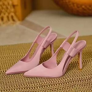 Pink Pointed-Toe High-Heeled Shoes For Women Elegant Stiletto Mules New Style Thin-Heeled Elegant Closed-Toe Sandals