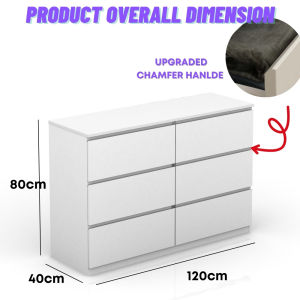 LOFT Design NOKA Rattan Looks 6 Drawers Chest Sideboard-Oak