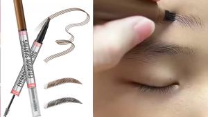 Eyebrow Pencil Microblading Eyebrow Pen Magical 2-in-1 Dual-Ended Eye Brow for Women with 4-Fork-Tip & Eyebrow Styling Brush Create Natural Hair-Like Brows and Hairs (Black)