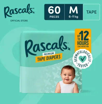 Rascals Tape MEDIUM (6-11 kg) - Jumbo (60 pcs) or Convenience (60 pcs)