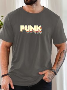 FUNK Print Mens Pure Cotton T-Shirt Short Sleeve Crew Neck Trendy Stylish Soft Breathable Summer Casual Daily Outing Wear