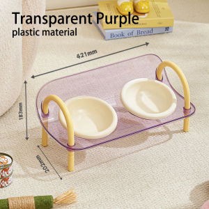 【Max1】จานอาหารแมว จานข้าวแมว ชามอาหารแมว วัสดุ PP ยกสูง ชามคู่ ถอดออกได้ ป้องกันไม่ให้คางคล้ํา