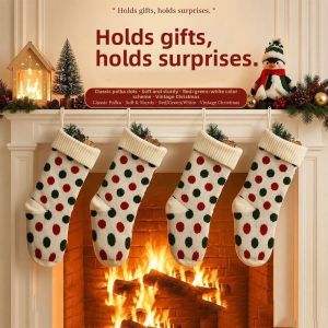 FANGAN Hanging Knitted Christmas Stocking Large Size Large Capacity Christmas Gift Sock Creative Pendant Candy Bag Christmas Decorations