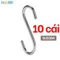 Bộ 10 móc treo đồ chữ S inox 304 dày 4mm Hobby home decor MTS-10. 