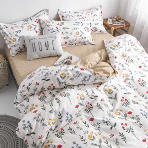 MAKAPAL TELA--4 in 1 set Plain Solid Color Premium Bedding PL001 Flat Design Bedsheet PP1 Pillowcase Duvet Case QUEEN OR Double Size 999 4001