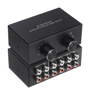 4-Way RCA Stereo Switch Bi-Directional 4 In 2 Out/ 2 In 4 Out R/L Stereo Switcher RCA Amplifier GV- AC004A