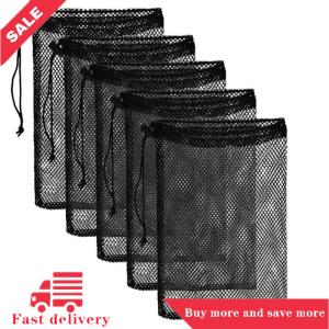 [COD] Mesh Stuff Sack Durable Nylon Drawstring Laundry Bag Rinsing Beach Toys Travel