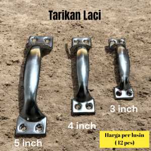 12 Pcs  CHROME Tarikan Laci (TANPA SCRUP) 1 LUSIN Handle Besi Laci Pintu Jendela 3  4  5 INCH