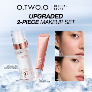 O.TWO.O Makeup Base Invisible Pore SPF 30+++ Sunscreen Primer & Makeup Setting Spray 377 Whitening 80ml Refreshing Non-sticky Waterproof Lock Makeup All Day 2pcs Makeup Set