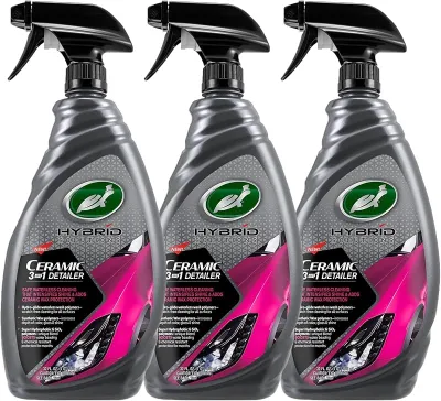 Turtle Wax 53413 Hybrid Solutions Ceramic 3-in-1 Detailer Waterless Wash and Ceramic Wax Detailing Spray Cleans Shines and Protects Paint Glass and Wheels Repels Water and Dirt 32 oz. (Pack of 1)