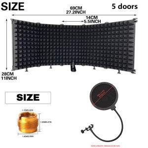 Microphone lsolation shield 3 / 5 Panel wind Screen PORTABLE vocal booth Recording Microphone Isolation Shield paket karaoke sound system Stand Mic Pop Filter