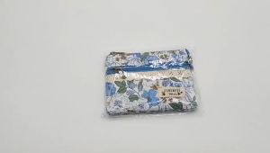 Fresh Floral Cotton Coin Purse with Double Zipper 4-Layer Design Girls Wallet for Cards ID Silver Change Pastoral Style Organizer Pouch