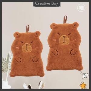 [Creative] Cute Coral Velvet Capybara Hand Towel Cartoon Capybara Bathroom Kerchief Strong Water Absorption Wall-mounted Absorbent Towel