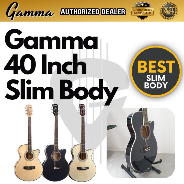 GAMMA Series 40 inch Slimbody Acoustic Guitar (GM40S) slim body akustik  gitar 40inci tali besi free gifts package set