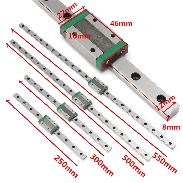 Drillpro MGN12 100-1000mm Linear Rail Guide with MGN12H Linear Sliding ...
