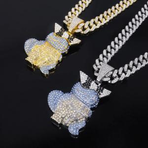Anime Diamond Squirtle Pendant Necklace Mens and Womens Fashion Cuban Chain Childrens Holiday Gift