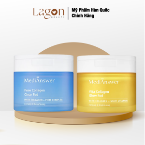 Bông Toner pad MediAnswer Vita Collagen Glow Pad/ Pore Collagen Clear Pad 80 miếng 140ml