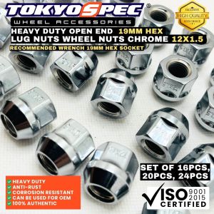 ORIGINAL TOKYOSPEC Open End 19mm Hex  Lugnuts/ Wheel nuts 12x1.5 SET 16pcs 20pcs 24pcs