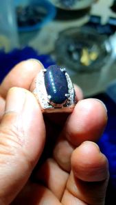 Batu Black Opal Solid Asli Banten Jumbo Ring Perak Handmade