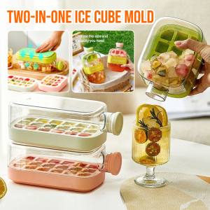 Two-In-One Ice Cube Mold Portable Outdoor Straw Cup Silicone Ice Cube Maker Ice Water Bottle Ice Cube Tray