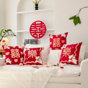 VBBN Chinese Style Wedding Pillow Cover Cotton 45x45cm Pillow Case Home Decor Creative Cushion Cover Wedding