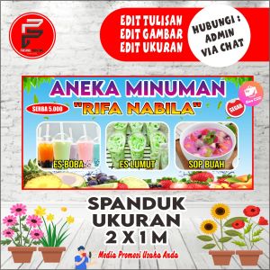 Spanduk Aneka Minuman / Banner Minuman Es / Spanduk MInuman Segar / Spanduk Ukuran 2 x 1 m