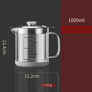 Glass Oil Filter Pot Container Oil Separator Fine Mesh Strainer Tank Storage Things For Kitchen