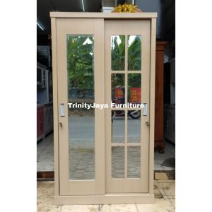 Lemari Pakaian Sliding 2Pintu Cat Duco(Premium) Capucino New /TRINITYJAYAFURNITURE