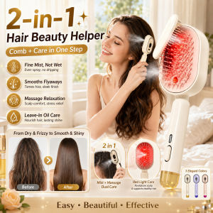Red Light Hair Comb / Leave In Hair Oil Comb / Essential Oil Hair Care Brush / Nourishing Bristles Scalp Massage Comb / No Wash Hair Care Tool / Smooth Fuller Looking Hair